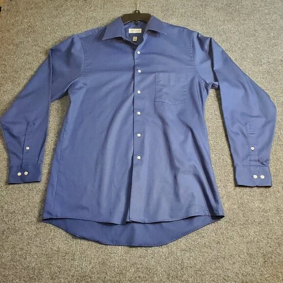Van Heusen Fitted Wrinkle Free Dress Shirt Men's Size M 15 1/2 34/35 Royal Blue - Picture 2 of 9